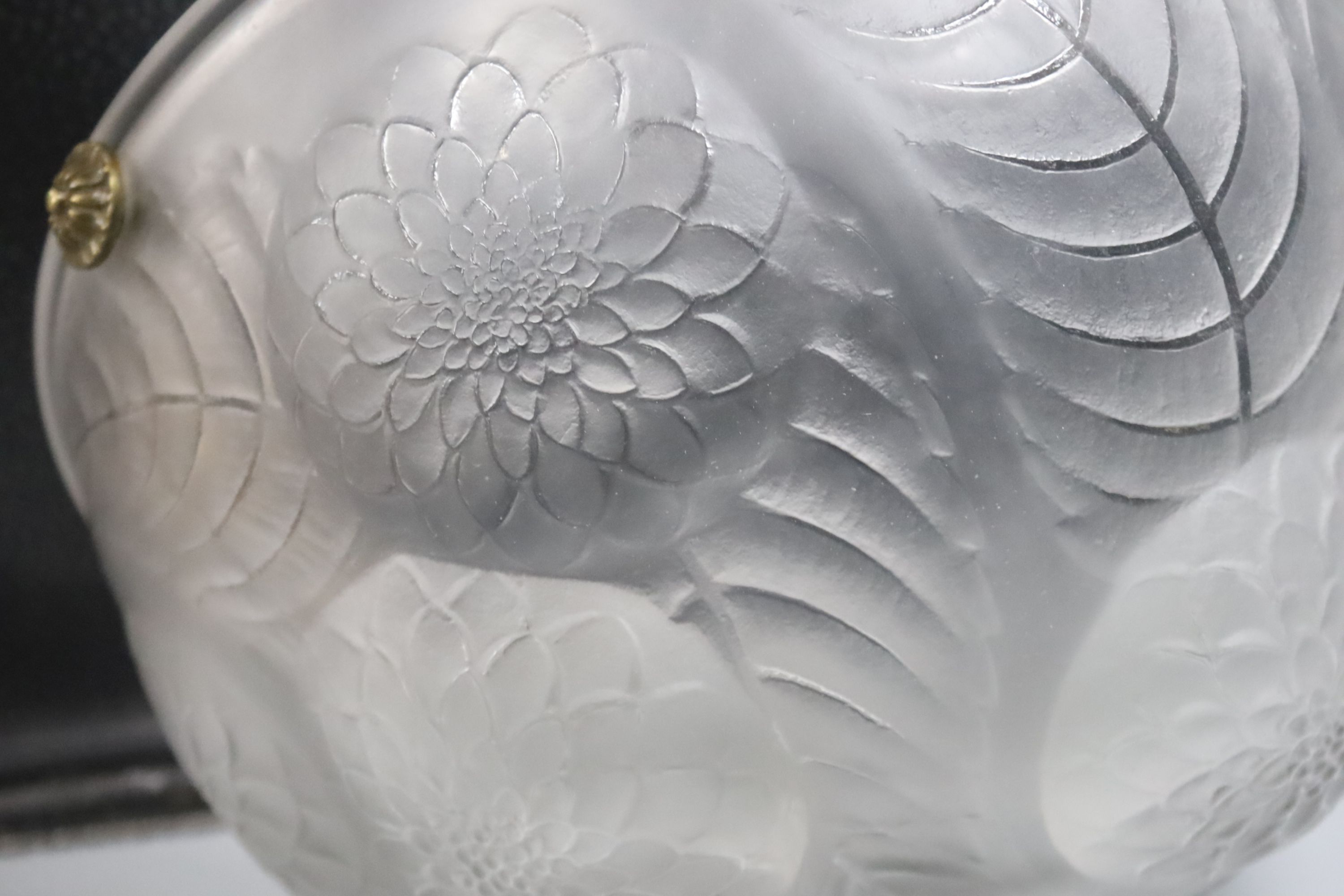 An R. Lalique dalias pattern plaffonier, marked R. LALIQUE FRANCE, diameter 30.5cm